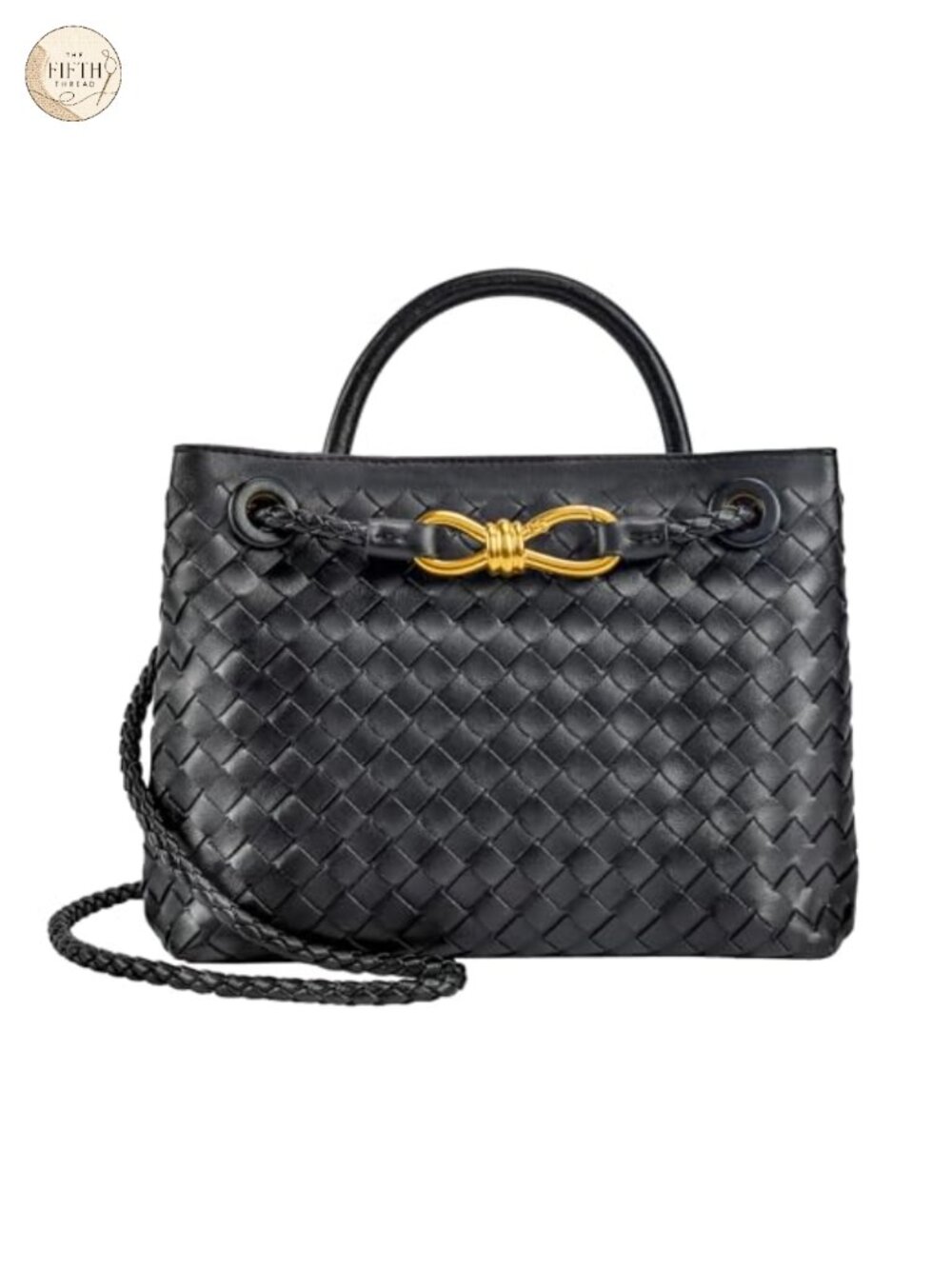 Woven Tote Bag PU Leather Top Handle Shoulder Handbag Everyday Purse